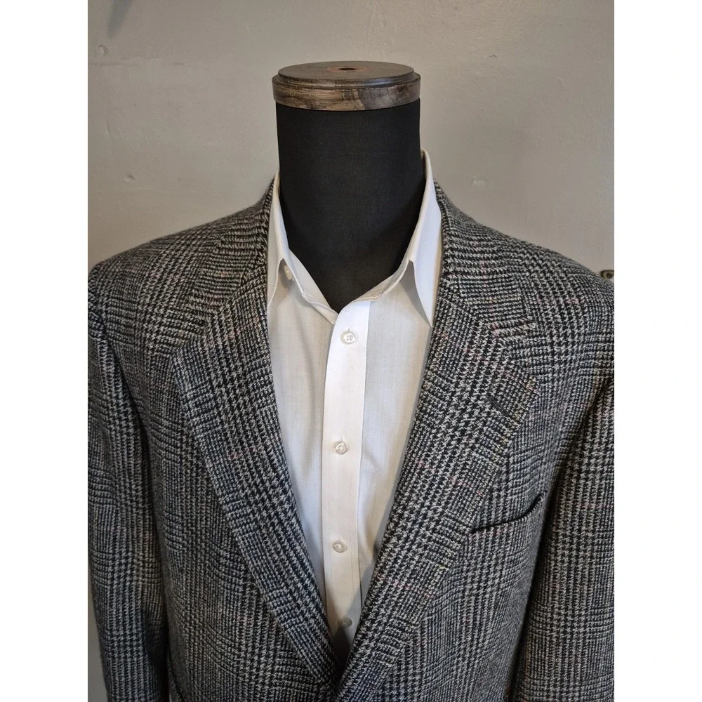Pierre Cardin Mens Wool Sports Coat 46R Multicolor Plaid 2 Button Vintage G501